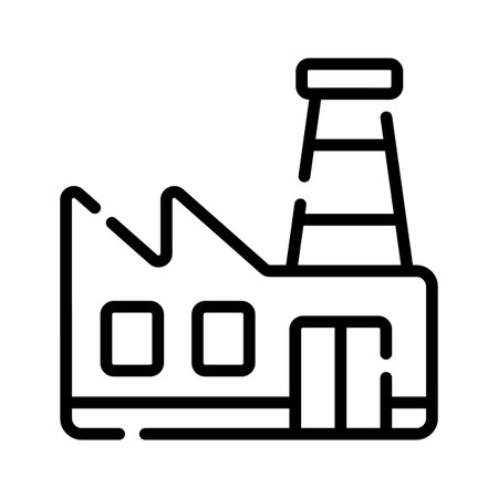 Get a glimpse of this trendy outline icon showing factory buildingのイラスト素材