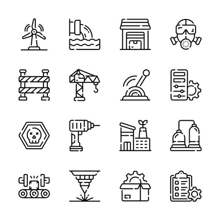 Creatively designed linear pack of industrial services, ready for premium useのイラスト素材