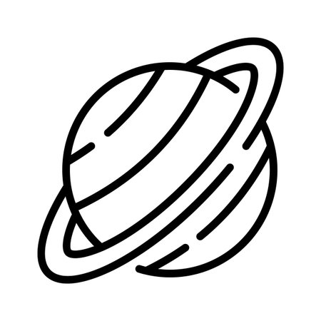 Well designed linear icon of ringed saturn planetのイラスト素材