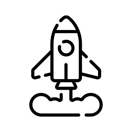A modern linear icon of launching space rocketのイラスト素材