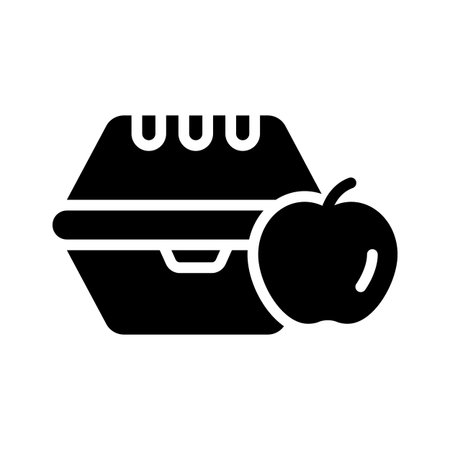 A glyph icon of lunch box and appleのイラスト素材