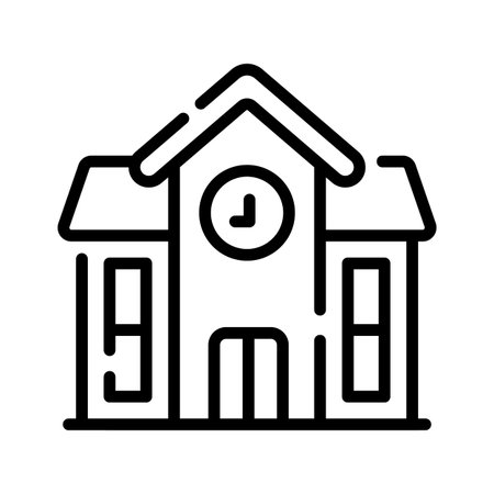 Easy to edit outline icon of traditional school buildingのイラスト素材