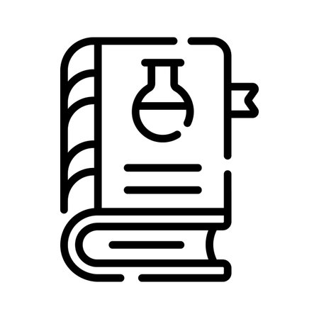 A linear icon of open chemistry book studyのイラスト素材