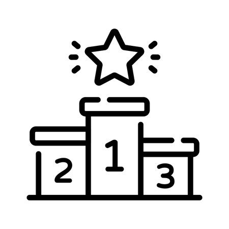 A line icon showing student winner podium platformのイラスト素材