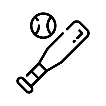 A linear icon of student baseball bat and ballのイラスト素材