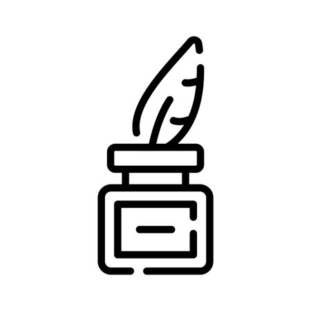 A colorful outline icon of antique quill ink and penのイラスト素材