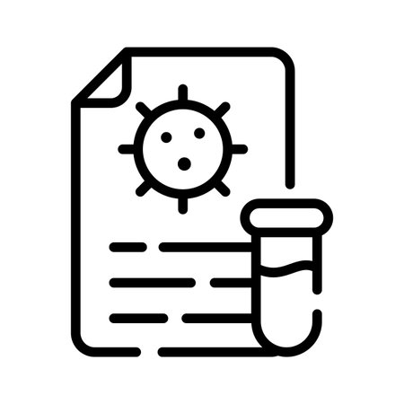 A premium outline icon showing official lab documentのイラスト素材
