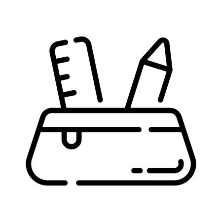 A trendy outline icon showing organized stationery pouch zipperedのイラスト素材