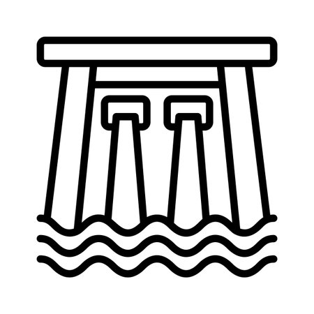 Modern style line icon showing dam structureのイラスト素材