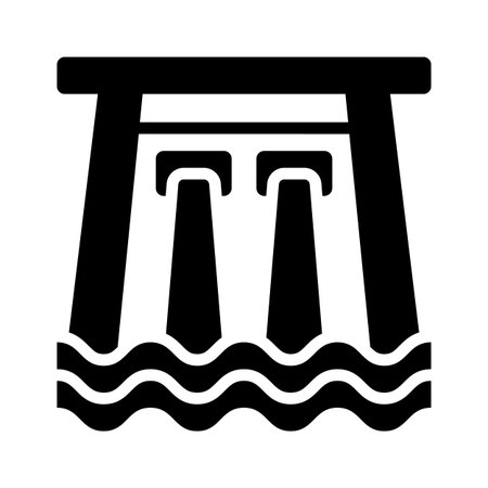 Modern style glyph icon showing dam structureのイラスト素材