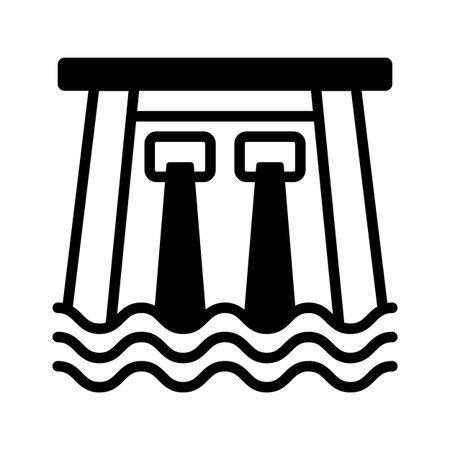 Modern style glyph icon showing dam structureのイラスト素材