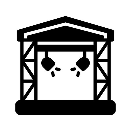 A solid style icon representing decorated performance stageのイラスト素材