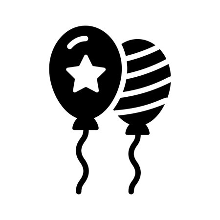 A well designed glyph style icon showing balloonsのイラスト素材