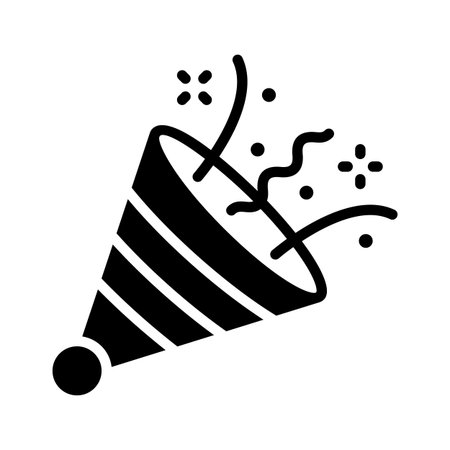 A glyph style icon showing confetti celebration capのイラスト素材