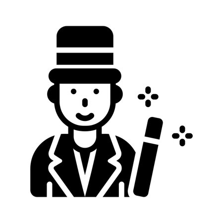 Icon showing magician in action in solid styleのイラスト素材