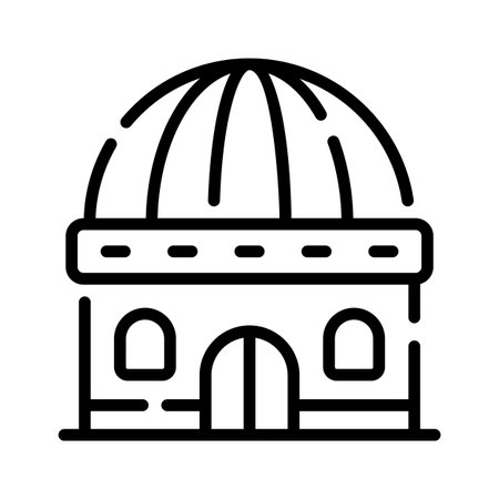 Icon showing dome event building in linear styleのイラスト素材