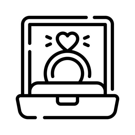 A linear style icon showing wedding ring ceremonyのイラスト素材