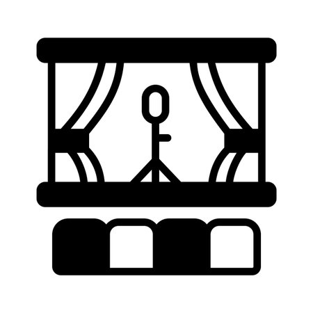 A solid icon showing decorated event performance stageのイラスト素材