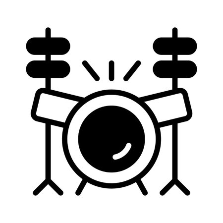 A glyph icon of musical drums at eventのイラスト素材