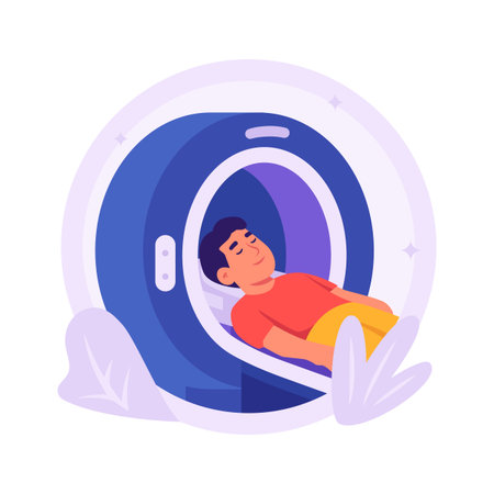 Flat illustration of patient undergoing mri scan in modern styleのイラスト素材