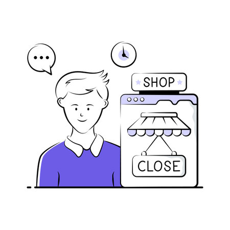 Take a look at this amazing hand drawn illustration of store closedのイラスト素材