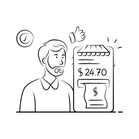 illustration showing successful online purchase payment, premium hand drawn vectorのイラスト素材