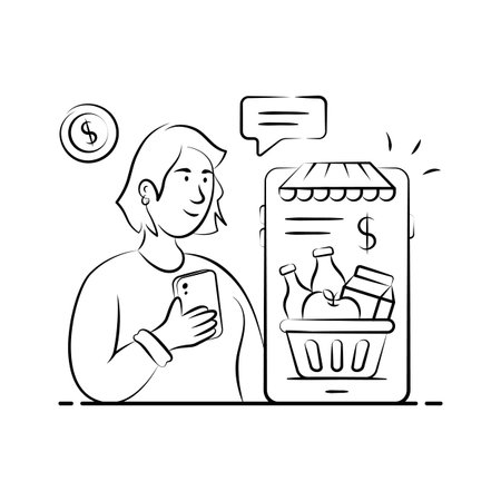 Get this creative icon of grocery shopping in modern styleのイラスト素材