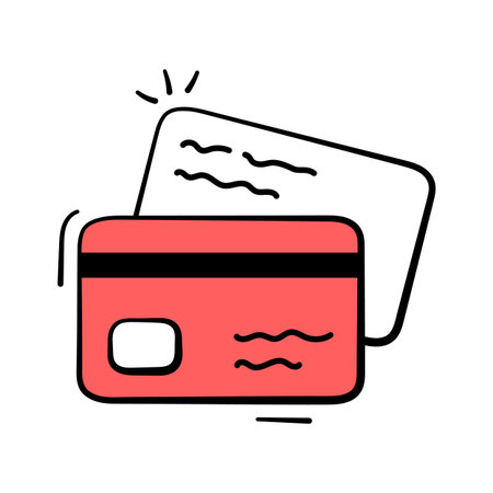 Hand drawn doodle icon of a credit card, ready for premium useのイラスト素材