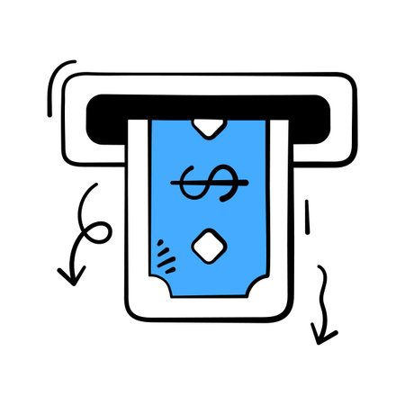ATM machine icon for banking, finance, money withdrawal, payments.のイラスト素材