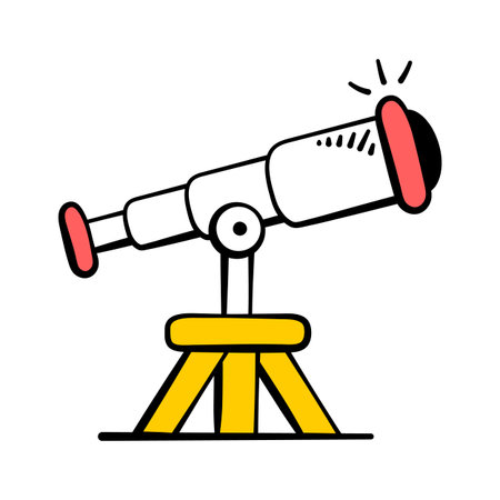 Telescope icon representing business vision, goals, strategy, planning, finance.のイラスト素材