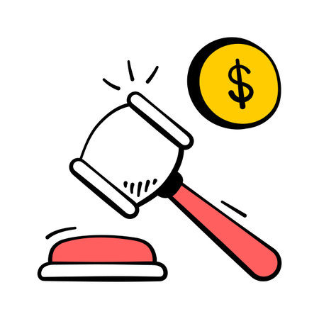 Gavel icon for finance auctions, bidding, business, and investments.のイラスト素材