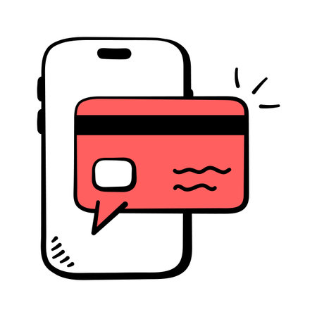 A smartphone and a credit card, implying a mobile payment transaction concept iconのイラスト素材