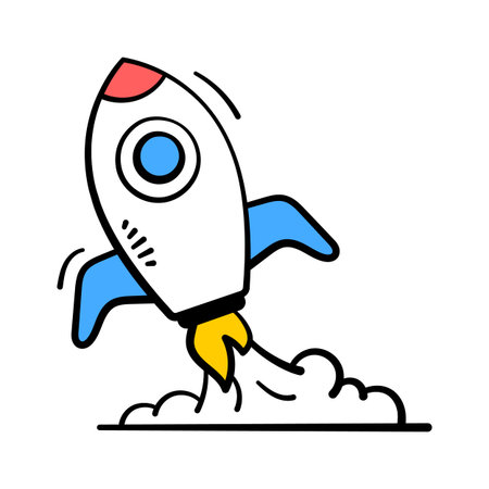Rocket launch icon for finance startups, business growth, investment.のイラスト素材