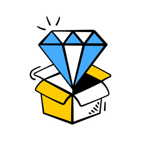 Diamond inside box icon for finance, luxury, investment, wealth.のイラスト素材
