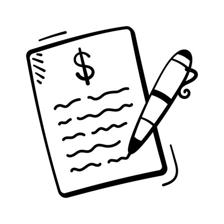 Business signed contract paper icon for finance, agreement, deal.のイラスト素材