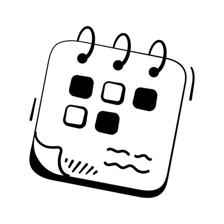 A vibrant, hand drawn calendar icon, perfect for apps, websites, or social media.のイラスト素材