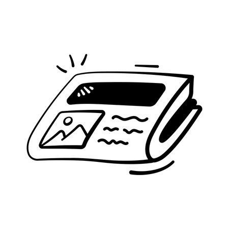 Take a look at this amazing hand drawn doodle icon of newspaperのイラスト素材