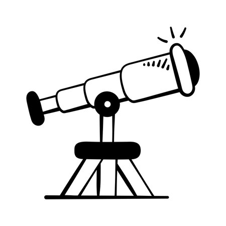Telescope icon representing business vision, goals, strategy, planning, finance.のイラスト素材