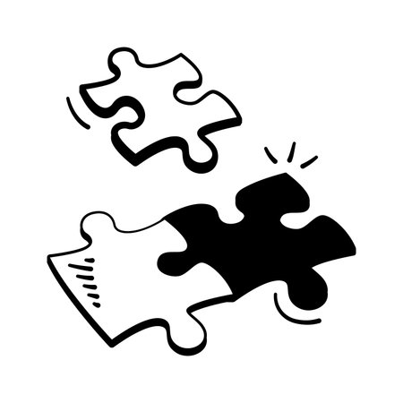 Puzzle pieces icon representing teamwork, business problem solving, strategy.のイラスト素材
