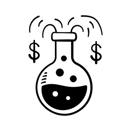 Flask with dollar icon for finance innovation, testing, business, ready to use vectorのイラスト素材