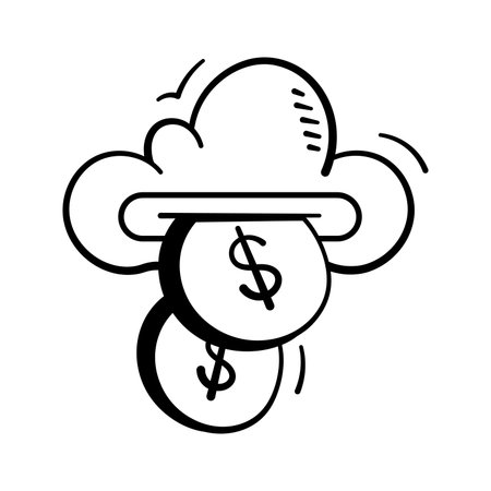 Online banking, passive income, cloud, finance, banking and storage doodle iconのイラスト素材