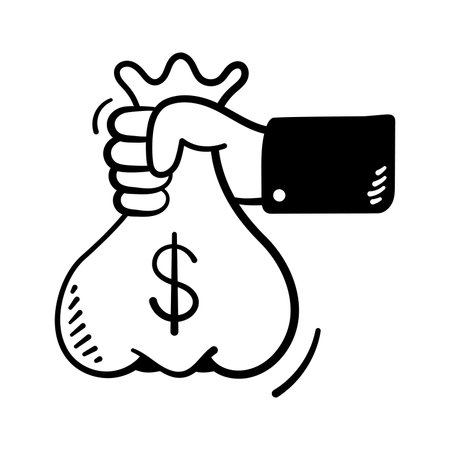 Hand holding money bag icon for finance, savings, investment.のイラスト素材