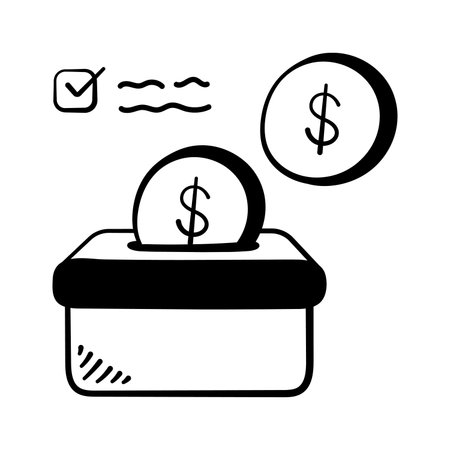 Creatively crafted hand drawn doodle icon of donations boxのイラスト素材
