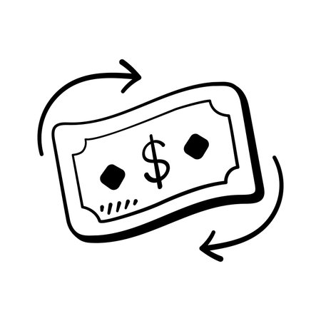 Take a look at this amazing hand drawn icon of money flow in modern styleのイラスト素材