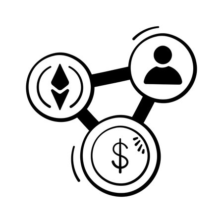 A user connected with a finance icon for business, partnerships, teamwork.のイラスト素材