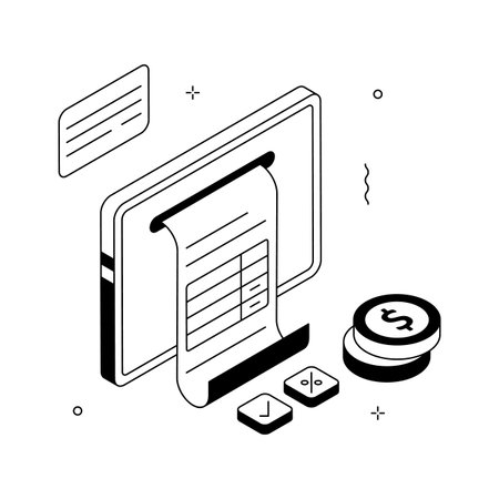 An isometric illustration showcasing a digital receipt being printed.のイラスト素材