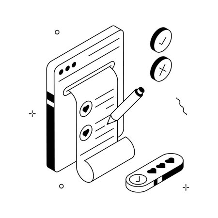 Creatively crafted isometric illustration showcases a digital checklistのイラスト素材