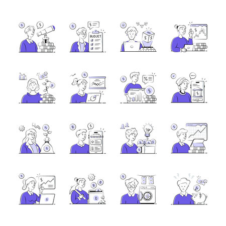 Take your hands on this creatively crafted money management hand drawn illustrationsのイラスト素材