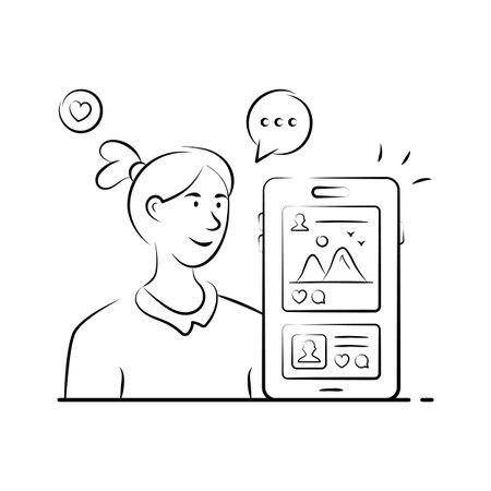 Online marketing illustration showing campaign and social promotion.のイラスト素材