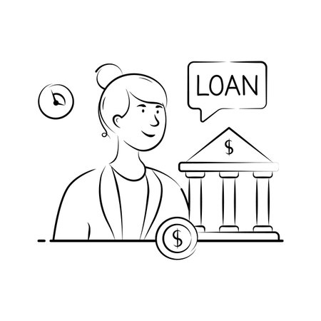 Beautifully designed hand drawn illustration of business loanのイラスト素材